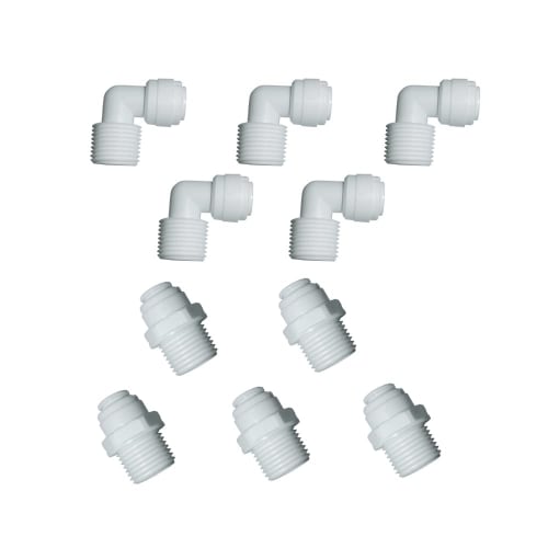 

MALIDA Quick Connector Male Adapter Elbow and Straight Combination 1/2 NPT Thread x 3/8 Tube OD Push-to-Connect Fittings for Water Purification Syst