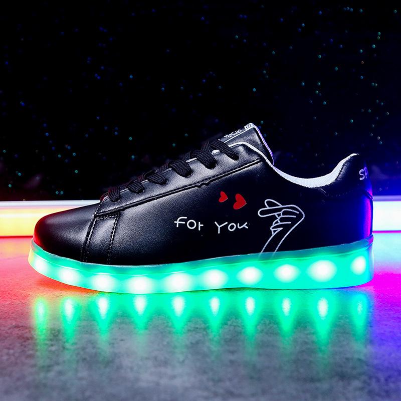 Fashion Comemore 2025 Adult Unisex Womens Mens Kid Luminous Sneakers Glowing USB Charge Boys LED Colorful Light-up Shoes Girls Footwear