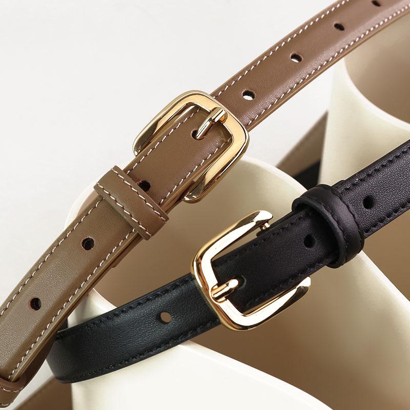 First Layer Cowhide Women'S Belt Summer Leather Decoration With Skirt Narrow Belt