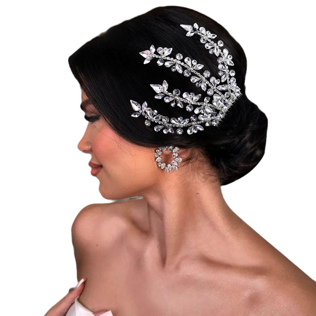 Handmade Rhinestone Bridal Hair Comb Wedding Dress Accessory - Updo Side Decoration Headdress DZ042