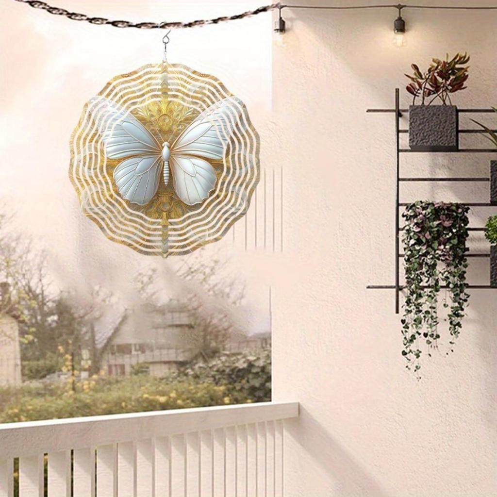 10 Inch Outdoor Wind Chime for Garden Patio and Spring Summer Decor Durable Metal Hanging Ornament with Rotating Design Easy Hook Installation