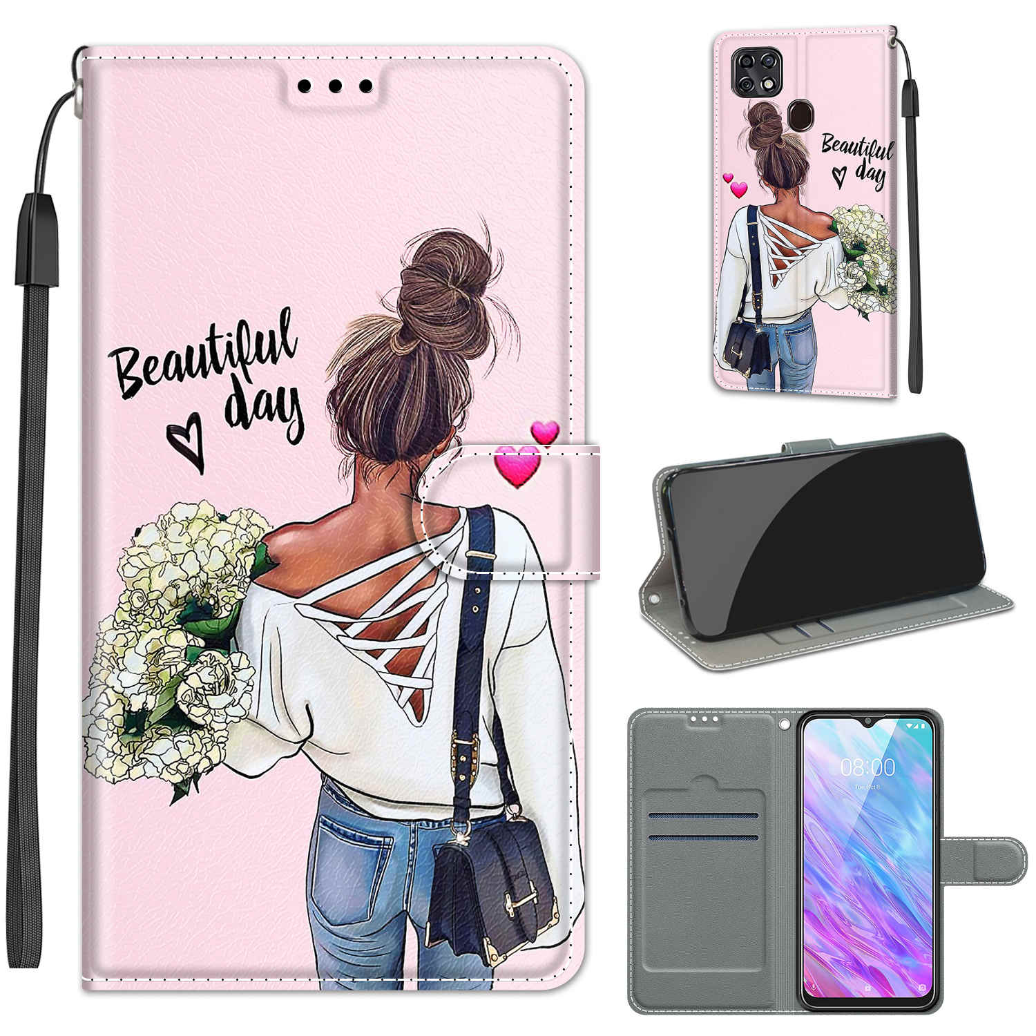 

Розкішний розписний шкіряний чохол для ZTE Blade 20 Smart Wallet Book Style Protective Cover для ZTE Blade A71 A51 A31 A5(2020) ZTE Blade 20 Smart