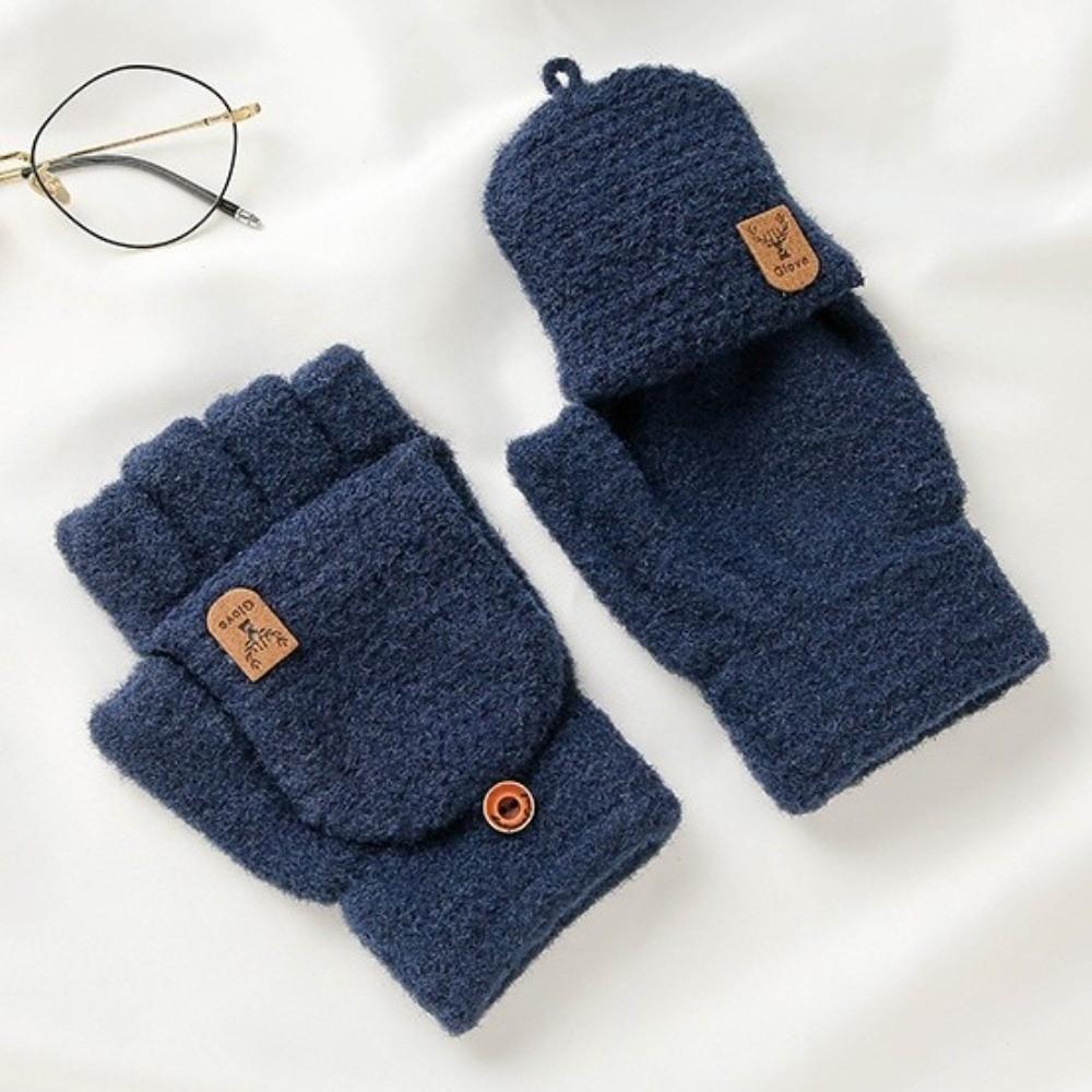 Windproof Half Finger Mittens Warm Writing Mittens Fashion Winter Knitted Gloves  for Men
