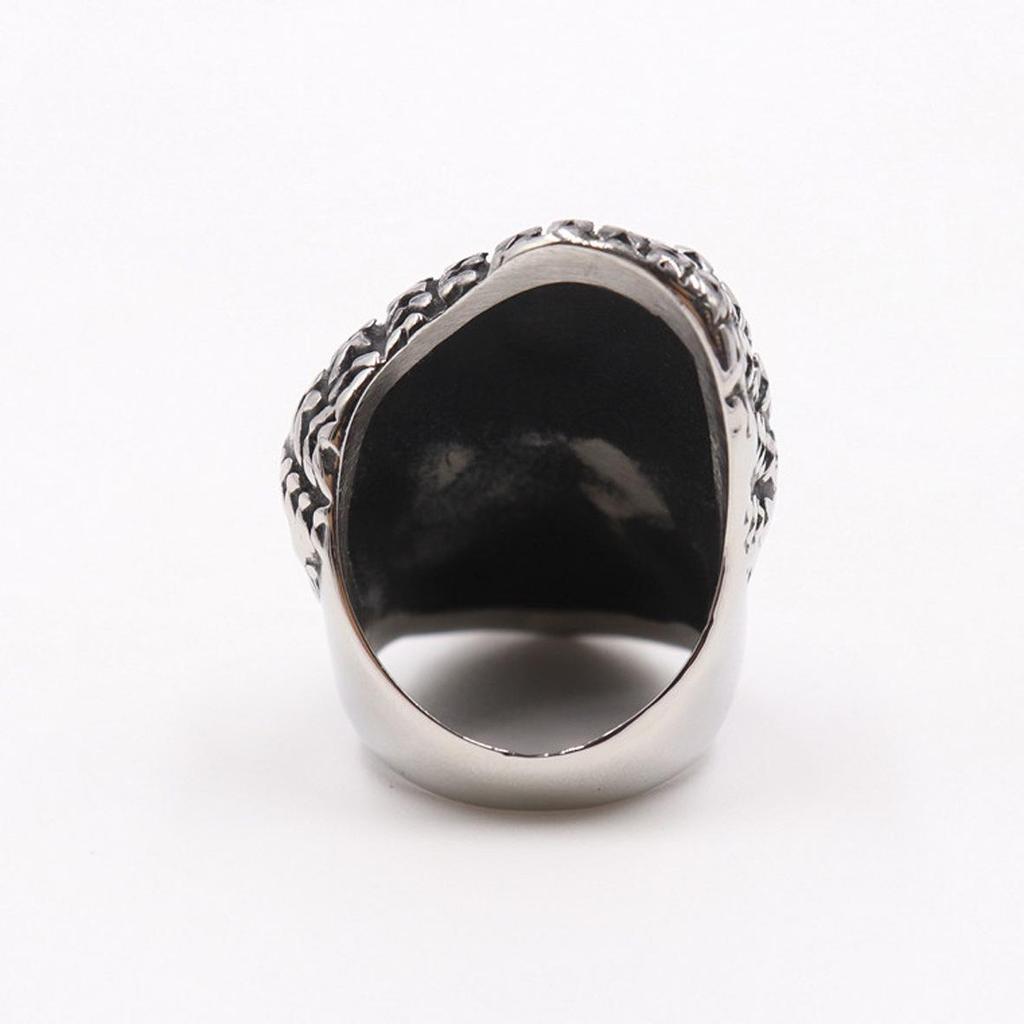 European-American Retro Stainless Steel Beard Skull Ring - Punk Festival Gift, Hip Hop Accessory