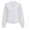 Ladies Fashion Lace Long Sleeve V-neck Round Neck Lace Button Shirt Shirt
