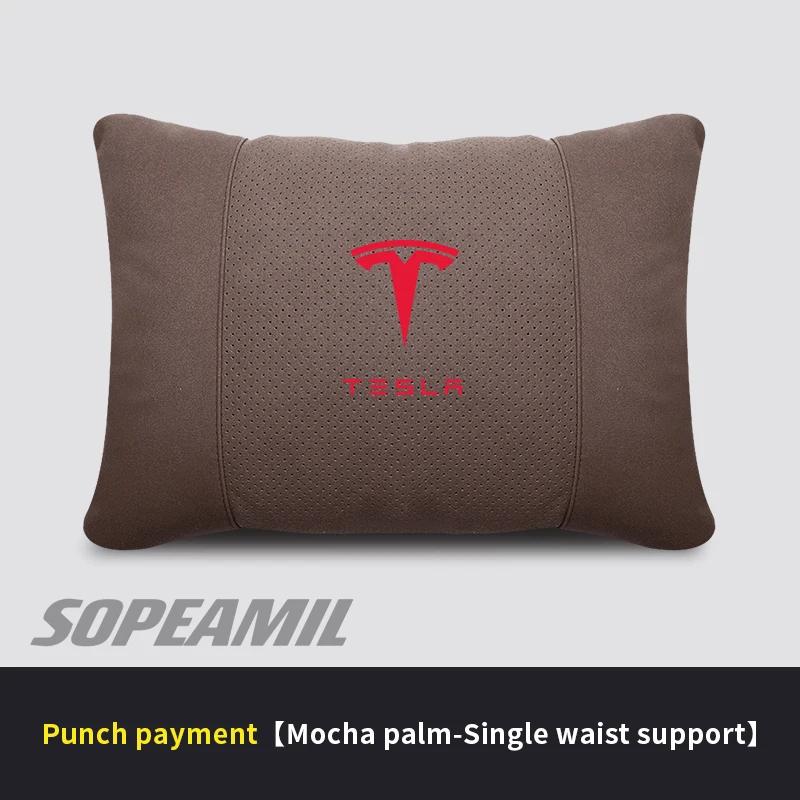 TDMC1 Car Ventilate Suede Headrest Neck Support Tesla Model 3 Model Y Model S Model X Cybertruck Roadsrer Seat Waist Cushion Pillow