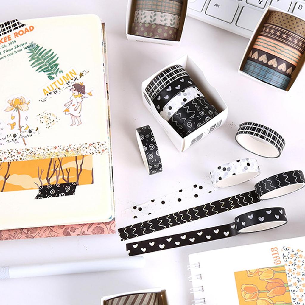 QEZEZA Cute Masking Set of Washi Tape for Masking DIY Bullet Journal and Gift Wrapping Tape, 5, Crafts, Supplies, Planners, Scrapbooks, Cards, (H)