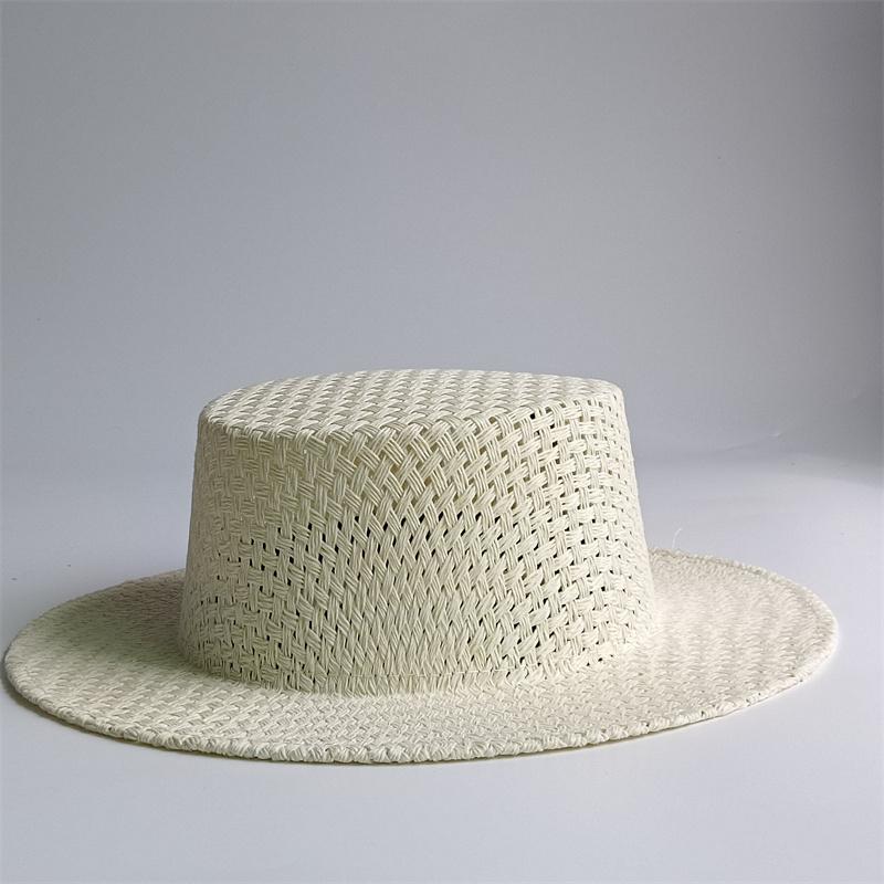 Cappello di Paglia Estivo 2026 Nuovo Cappello di Paglia Francese a Tesa Piatta Elegante Cappello da Sole da Esterno per Donna Cappello Estivo gorras spiaggia