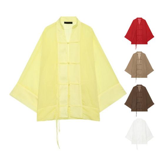 Handgemachtes Knopflochhemd Damen Hemd mit Stehkragen, Chinesische Frosch-Bluse für Frühsommer Freizeit-Outfit Herbst, Lockeres einfarbiges Langarm-Oberteil Frühjahrs-Kleidung
