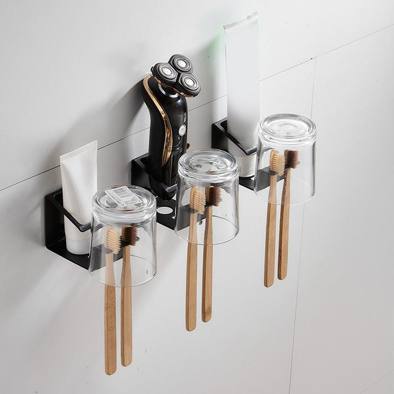 Zahnpastahalter aus Edelstahl, selbstklebender Zahnbürstenhalter, Organizer, Haken, Badezimmer-Zubehör