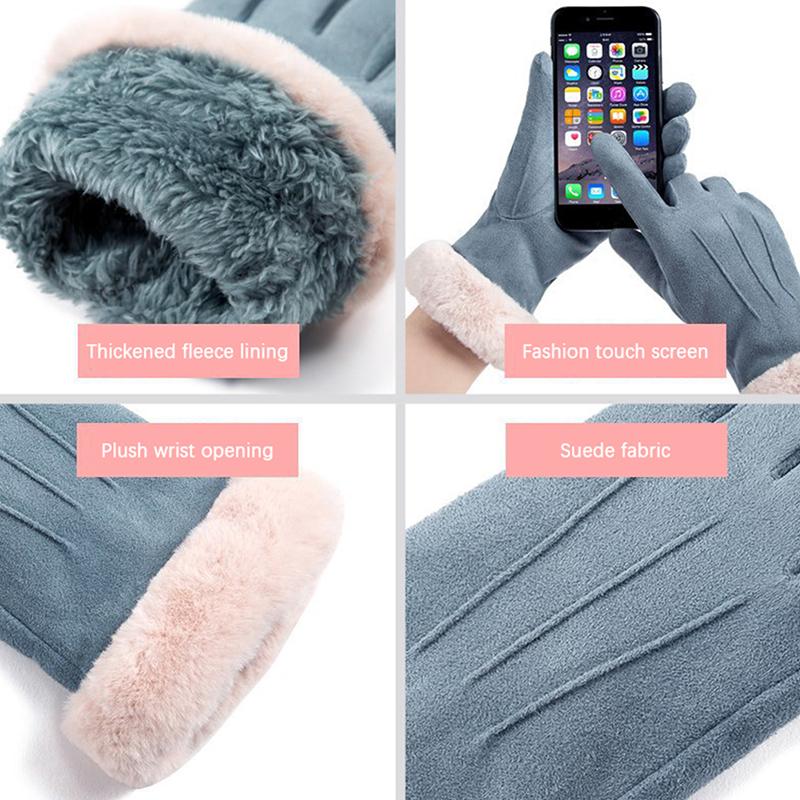 2022 New Fashion Women Gloves Autumn Winter Cute Furry Warm Mittens Full Finger Mittens Women Outdoor Sport Female Gloves