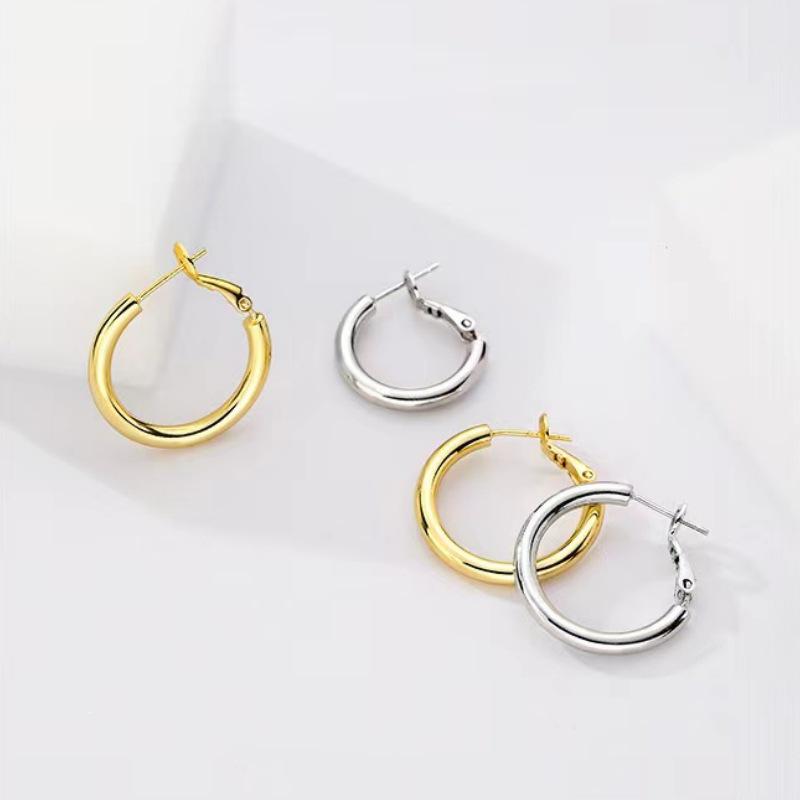 2023 New Style High-End 925 Sterling Silver Hoop Earrings for Women - Plain Design