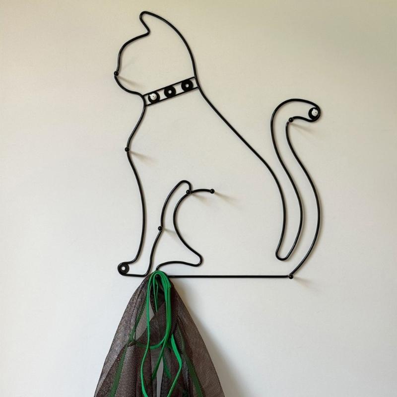 Retro Cartoon Cats Wall Hook Minimalist Design For Home Decors Functional To Hanging Clothes Hats And Bags Durable Iron Materials Suitable For Various