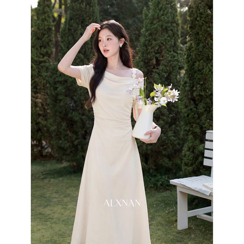 Women s Off-Shoulder Short-Sleeve A-Line Dress S