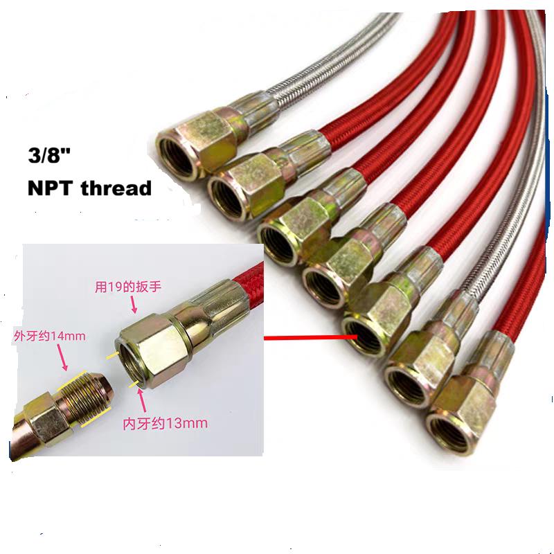 3/8" Silvery Mold oil temperature machine tube, high temperature resistant PTFE tube, stainless steel braided tube