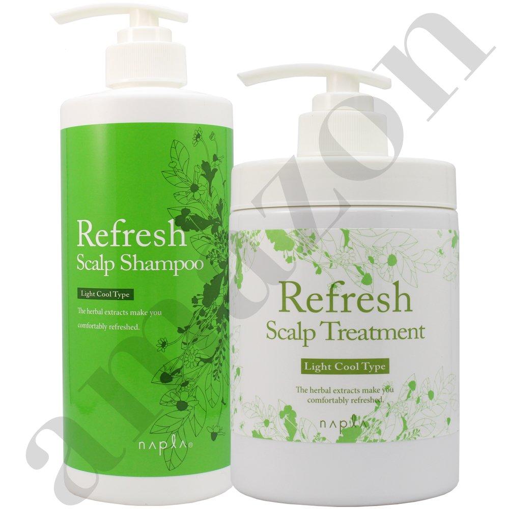 

[2-piece set] Napla Refresh Scalp (Light Cool) Shampoo 650ml Hair Treatment 650g