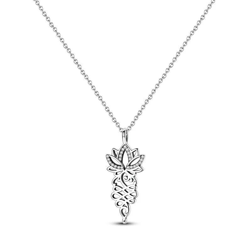 925 Silver Diamond Pendant Necklace Shiny Key Gem Heart Shaped Pearl Cross Lucky Chain for Women Fine Jewelry Gifts