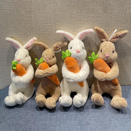 Cute Bunny Plush Toy Hugging Carrot Soft Stuffed Rabbit Doll for Kids