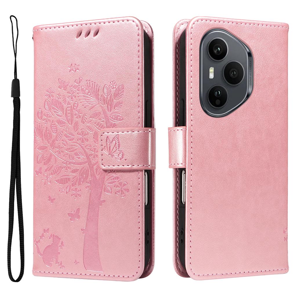 For Honor 400 Pro 5G (Global) Phone Case with Stand Cat Tree Pattern Leather Wallet Mobile Cover