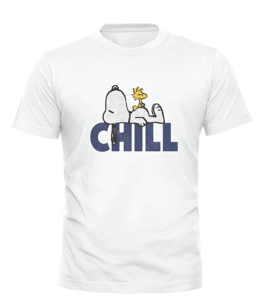 Peanuts Snoopy Chill Adult T-Shirt All Sizes Black White Unisex Adult Gift Idea