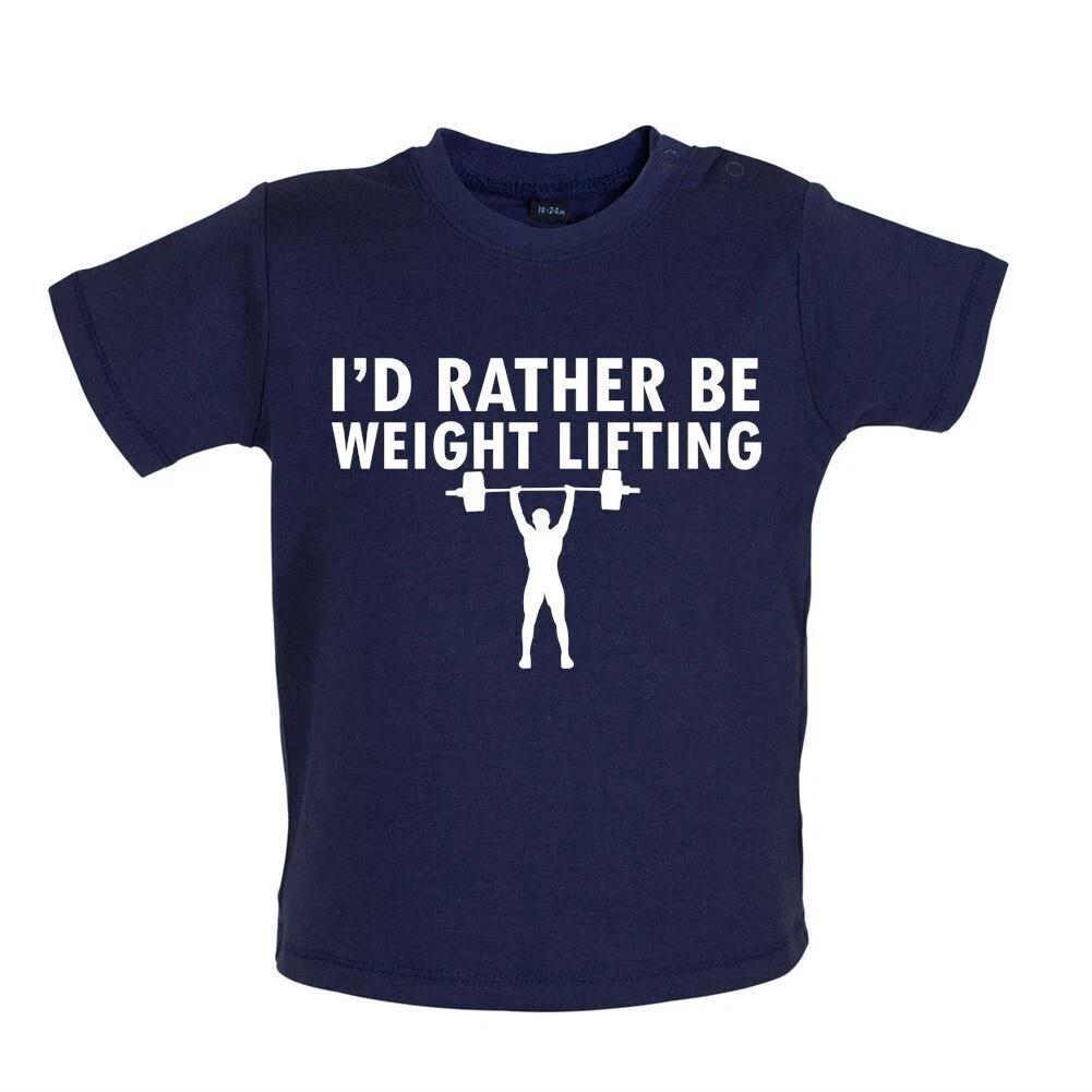 I D Rather Be Weightlifting - Kids Baby Kids Boys Girls Unisex T-Shirt / Bodysuit - Gym 100