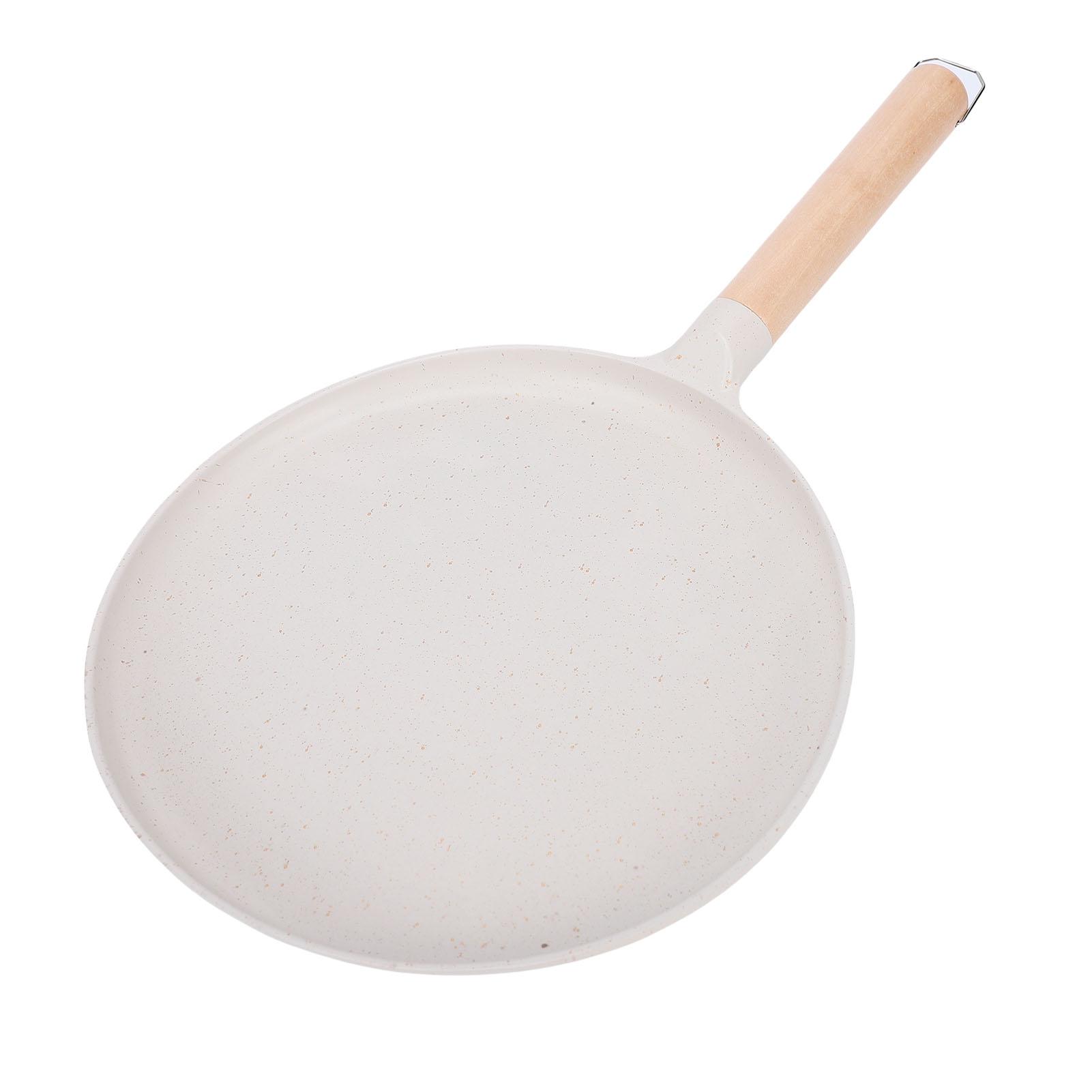 

Pancake Griddle Anti Stick Coated Aluminum Alloy Flat Skillet with Wood Handle for Tortilla Roti Indian Pancake