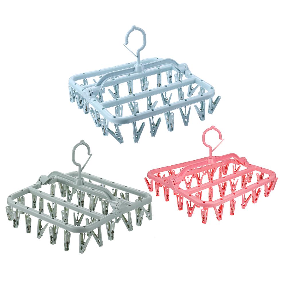 

Вешалка для белья с 32 зажимами, экологически чистая сушилка для носков для подвешивания нижнего белья, нижнего белья