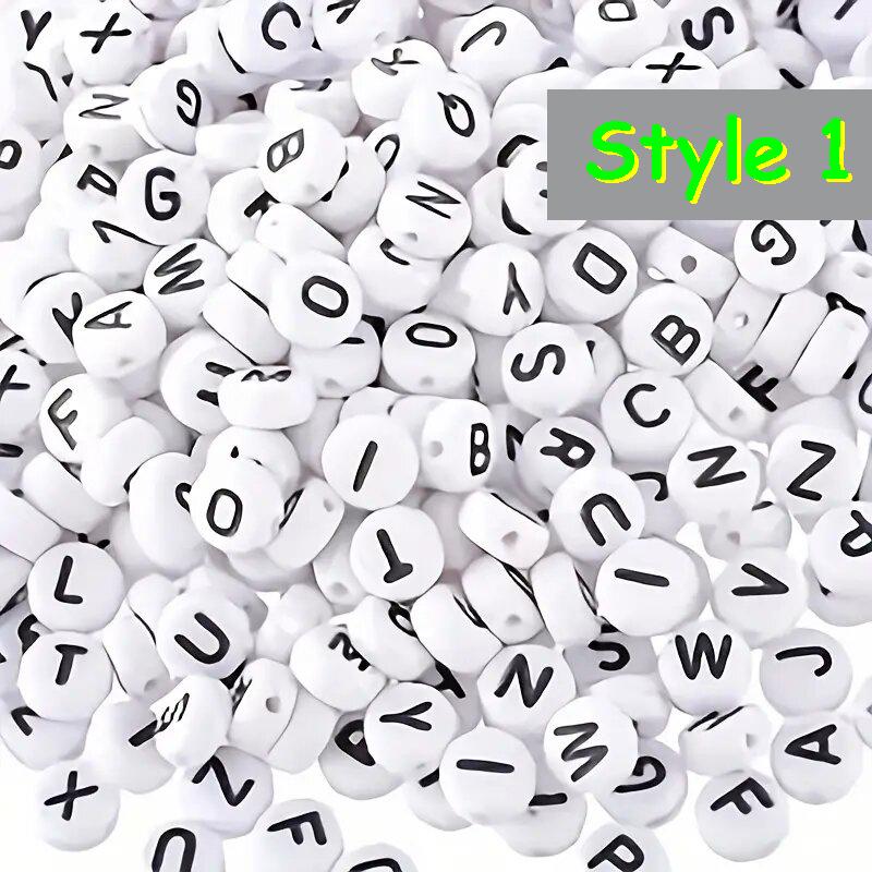 

50 шт. 5,5/7 мм 26 букв черного цвета на белом/цветного цвета для изготовления ювелирных изделий, ожерелья, браслета, акрила, самодельных поделок, бусины, подвеска ручной работы letter H