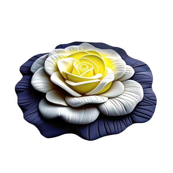 Yousheng Diatomaceous Earth Floor Mat 3D Realistic Flower Pattern Non-Slip Backing Door Mat Living Room Bathroom Kitchen Absorbent Mat