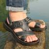 Fashion Summer Men's Brand Soft and Breathable Men's Sandals Black Leather Sandals Men's Outdoor Brown Beach Sandals for Men