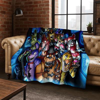 3D F-FNAF Game Cartoon Flannel Blanket Soft Warm Throw Blanket for Bed Bedroom Room Living Room Travel Camping Picnic Gift