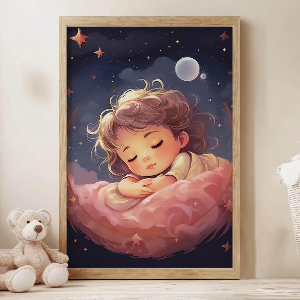 Plakat Marzenie Na Różowej Chmurze Plakat Marzenie Na Różowej Chmurze, 40X50 Cm, Rama Aluminiowa Czarna, Papier Matowy 230 Gsm