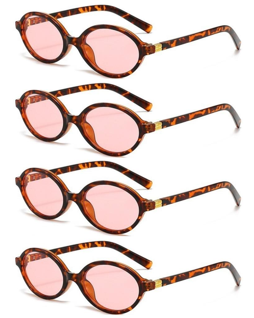 4PCS Fashion Korean Sweet Cool Spicy Girl Sunglasses for Women Men  Retro Oval Fashion Eyewear
