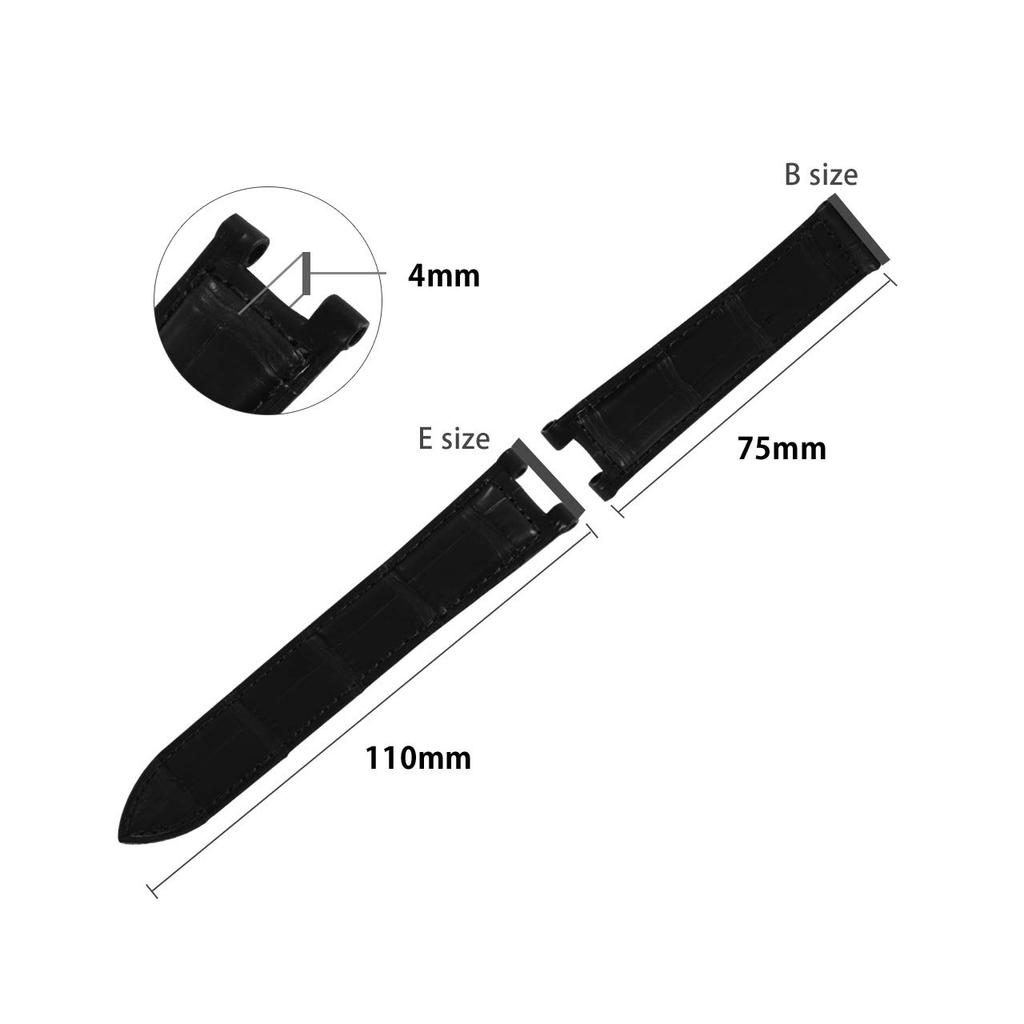 CASSIS Alligator Leather Watch Strap TYPE PASHA 20mm Black with Replacement Tool X0038339019020