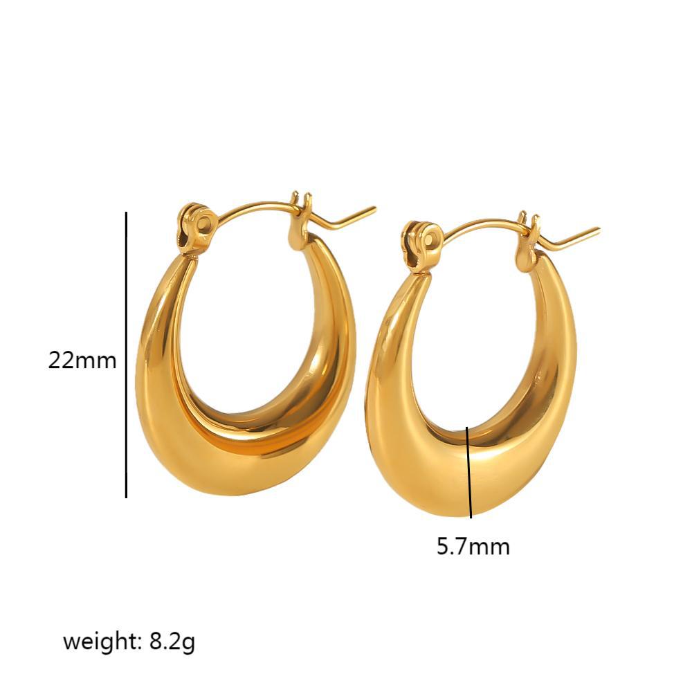 Ins U-shaped Earrings 18K Gold-plated Stainless Steel Earrings, High-end Women's Fashion