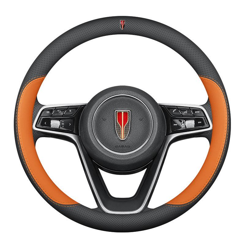 Compatible with Hongqi H5, HS5, E-QM5, HS3, H6, H9: Ultra-Thin Genuine Leather Steering Wheel Cover, Anti-Slip, All-Season.