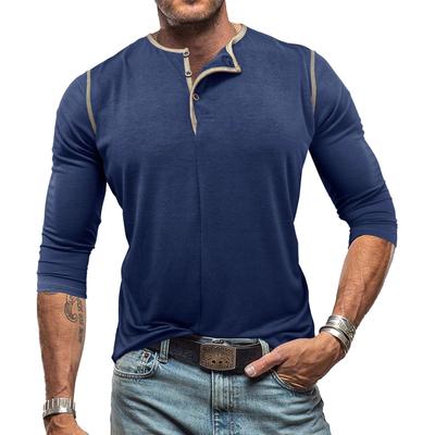 New Autumn and Winter Men's Clothing Long Sleeve Henley Shirt Men's Round Neck T-shirt Long Sleeve Top