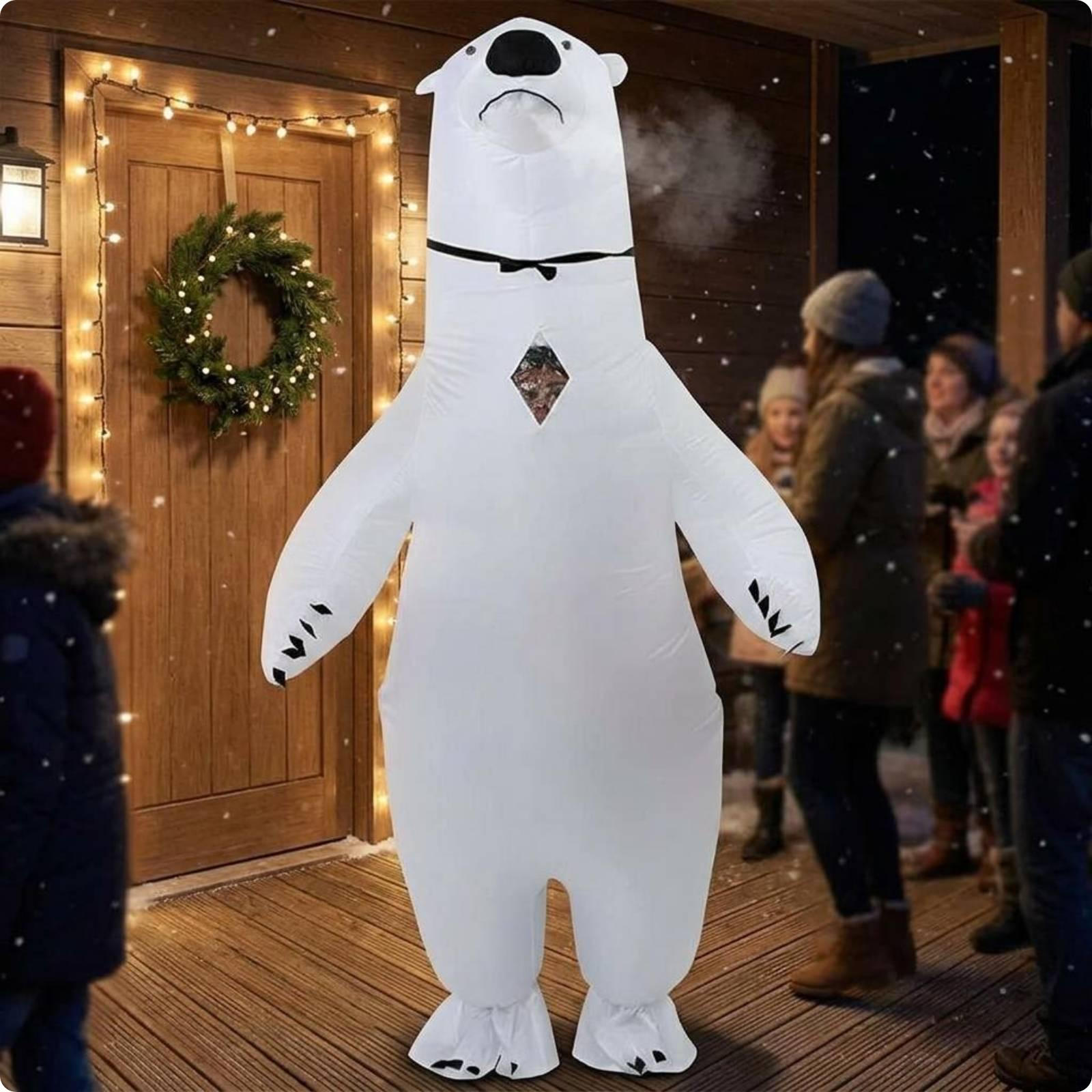 Inflatable Arctic Bear Costume White Suit PawLike Feet Party Wear Adult Adult