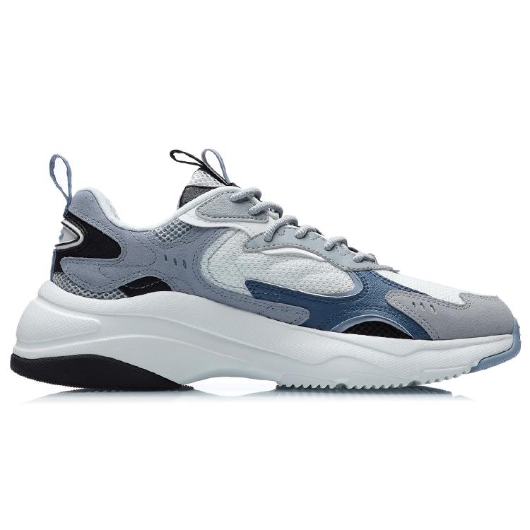 New LiNing Wear Resistant Low Top Running Shoes Men's White Blue AGCR205-3