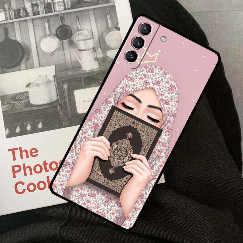 Muslim Islamic Girls Arabic Hijab Phone Case For Samsung Galaxy S23 S22 S24 Ultra S20 S21 S24 FE S9 S10 Plus Note 10 20 Ultra