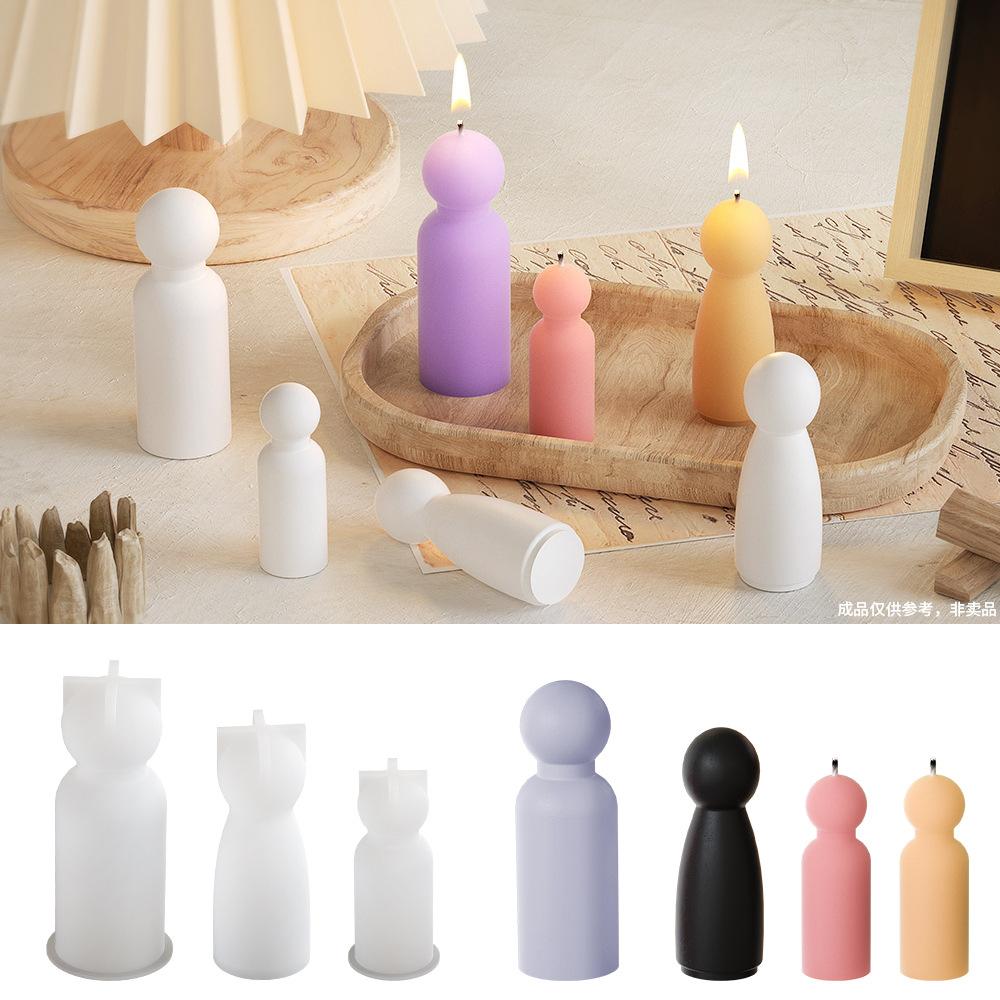 3D Minimalist Portrait Candle Silicone Mold DIY Geometric Cylinder Aromatherapy Gypsum Mold for Home Desktop Decoration