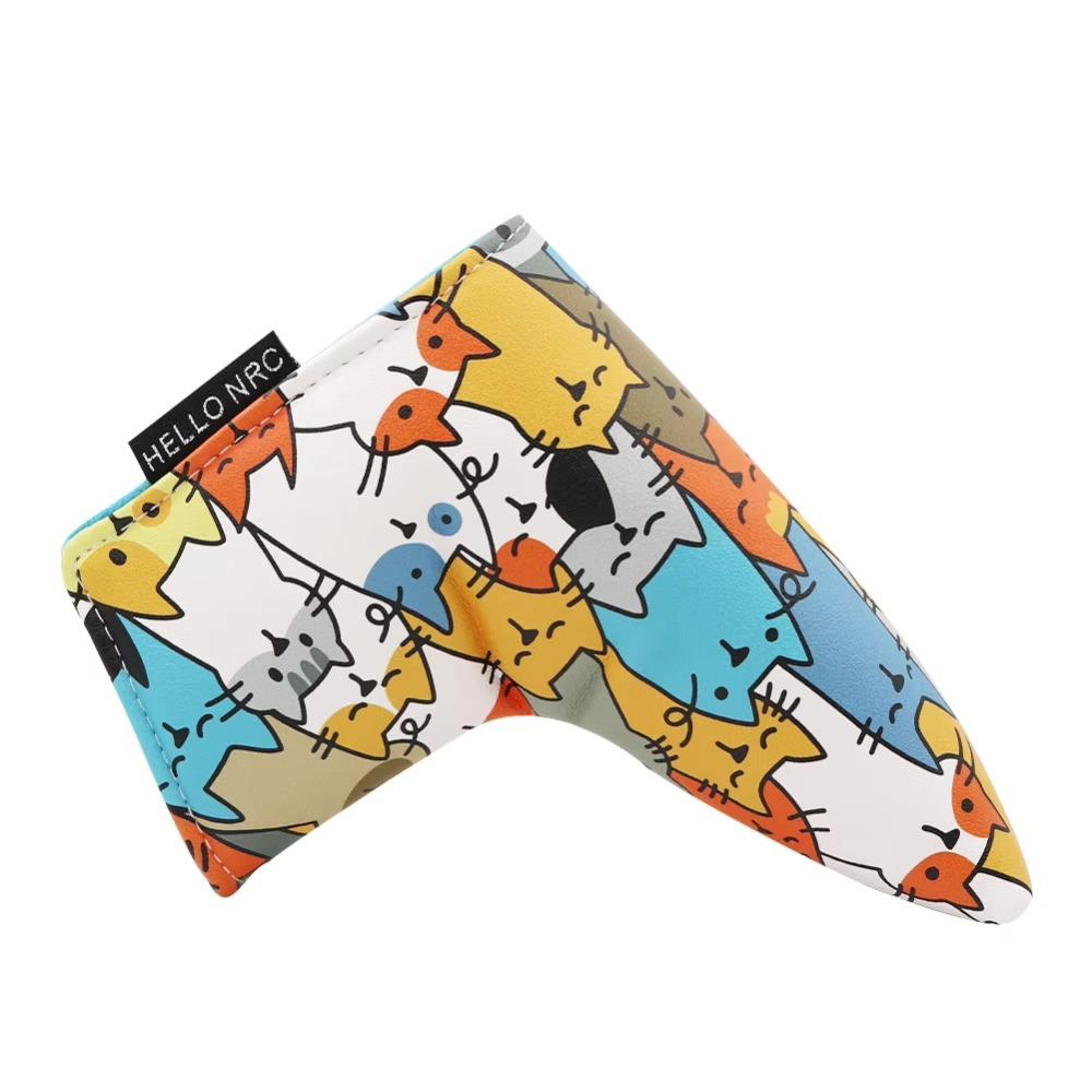 PU Leather Golf Club Head Cover Graffiti Cat Pattern Golf Club Protector  Golf Supplies