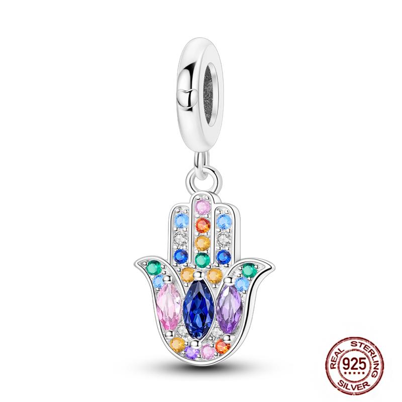 Charms Beads 925 Sterling Copper Pink Butterfly Luminous Firefly Chameleon Heart Charm Fit Original Bracelet DIY Holiday Zircon