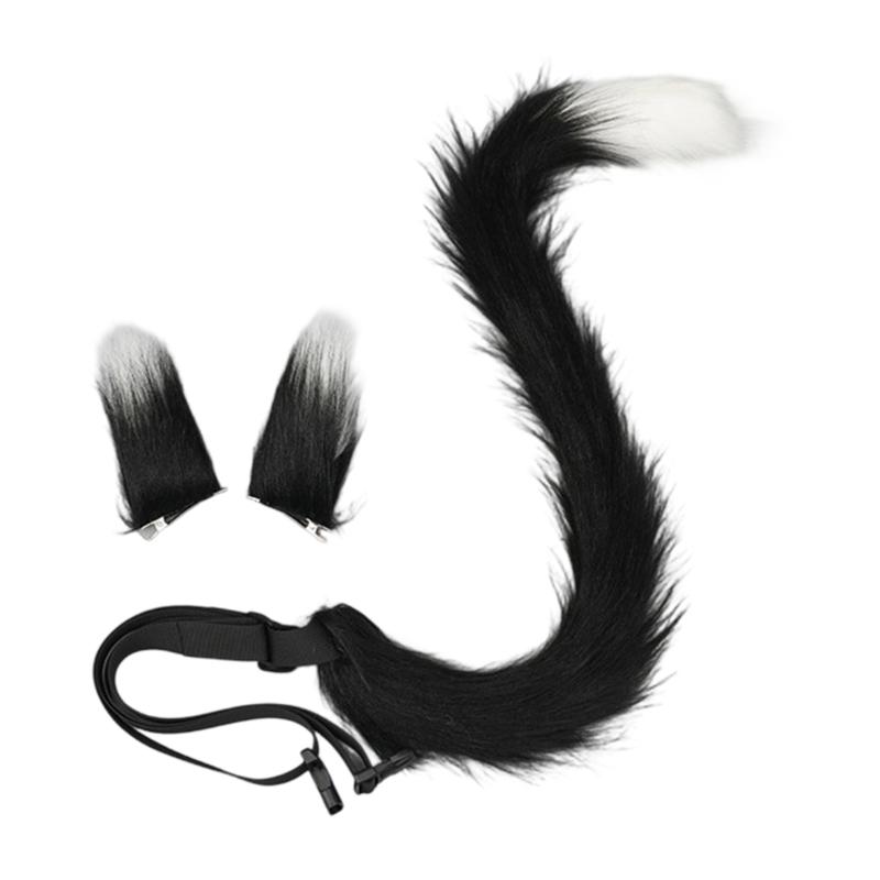 Multiuse Furry Plush Cats Tail Hair Clip and Bendable Tail Props Cosplay Costume Accessories For Women Teens Anime Event