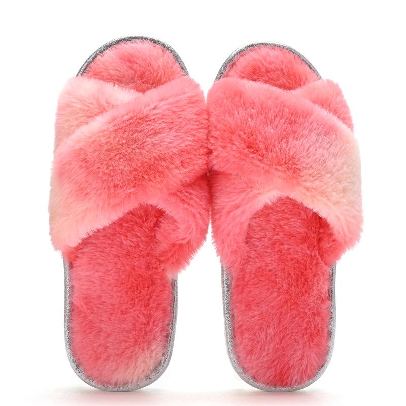 New Indoor Cotton Slippers Cross Wool Slippers PVC Fashion Ins Home Plush Slippers