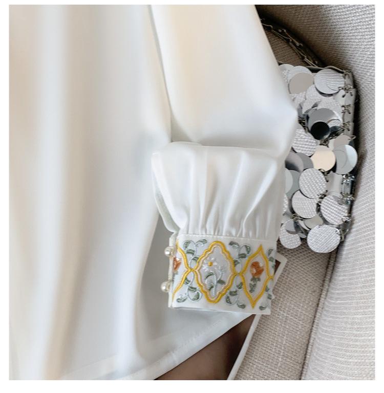 Spring Retro Embroidered Hanfu-Style Stand Collar Long Sleeve Shirt