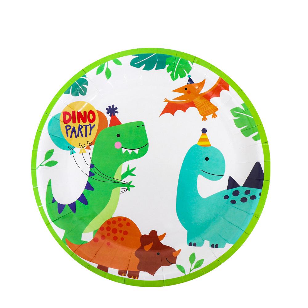 Dinosaur-Themed Birthday Party Disposable Tableware Set: Paper Plates, Cups, and Napkins for Girls
