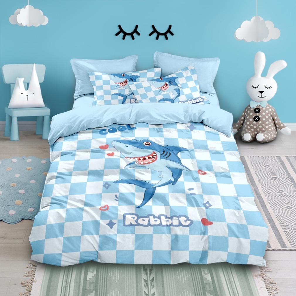 Cartoon Blue Whale Duvet Cover New Vibrant 3D Shark Bedding Set Pillowcase Room Decoration For Boys And Girls