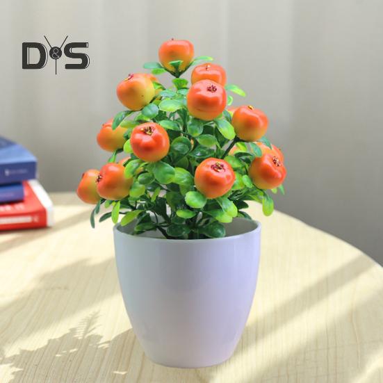 Künstliche Topfpflanzen, realistischer gefälschter Mini-Obstbaum, Tischdekoration für Zuhause und Büro, Grünpflanzen aus Kunststoff im Topf, Bonsai, Dekoration für drinnen und draußen