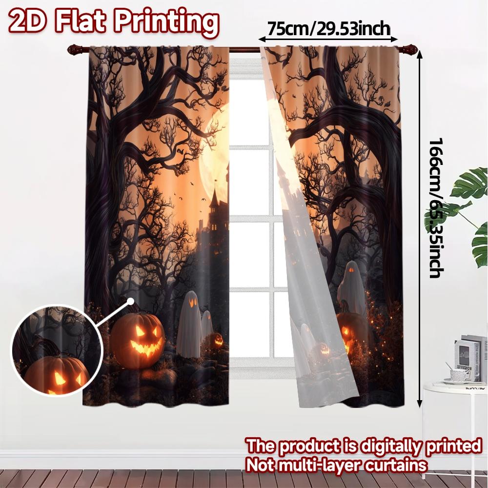 Flat Printing Curtains Without Rod Haunted Hollow Yarn Gifts Ldeal Bedroom Curtain Set Of 2 Modern Made Polyester Washable Master Ready